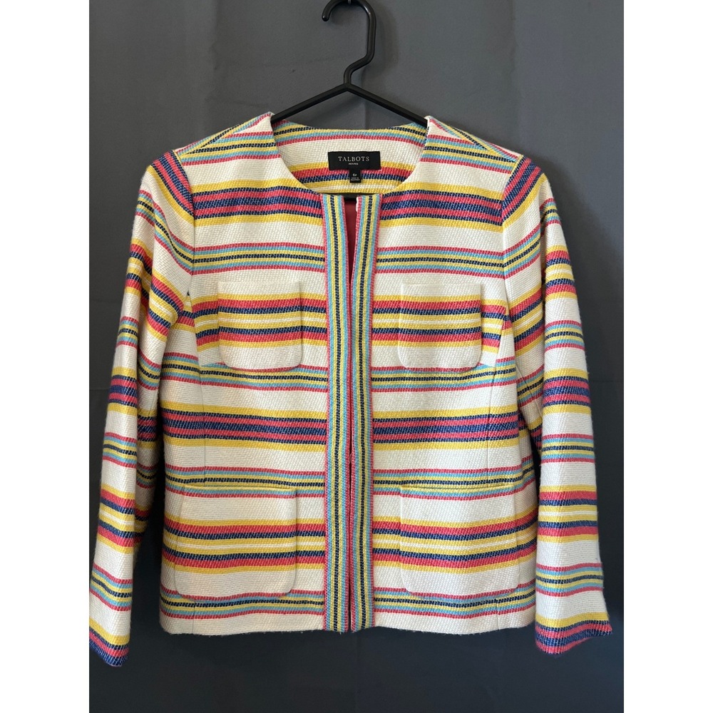 Talbots Petites Striped Tweed Jacket 6 petite